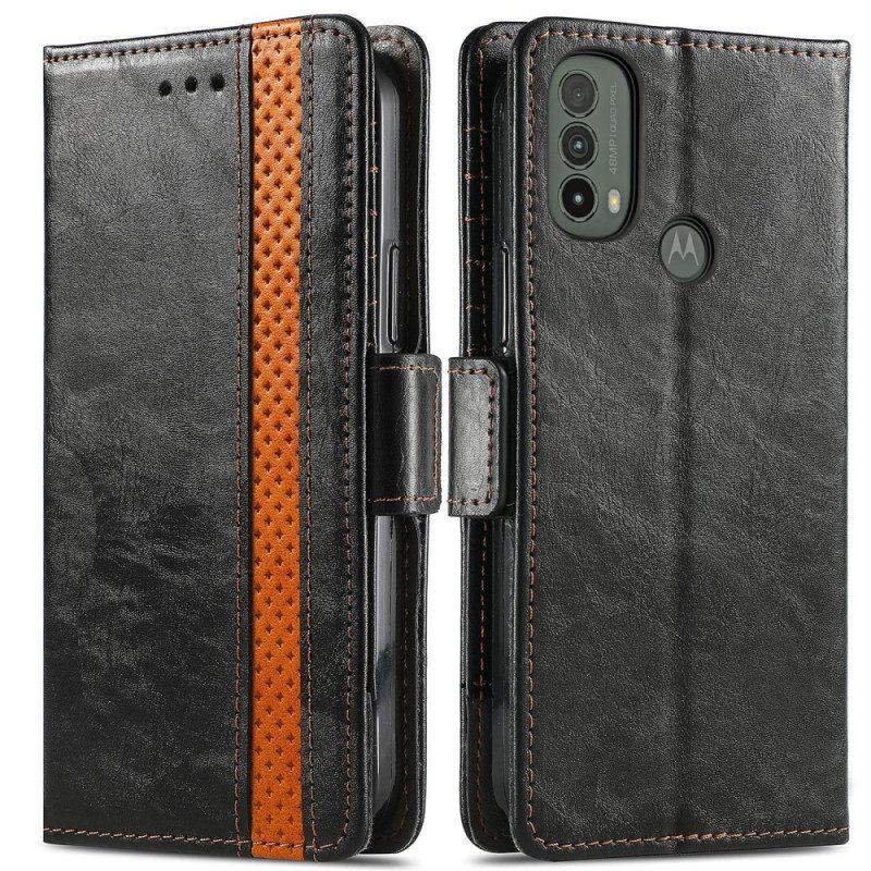 Flip Case Für Moto E40 / E30 / E20 Bicolor Doppelschließe Caseneo