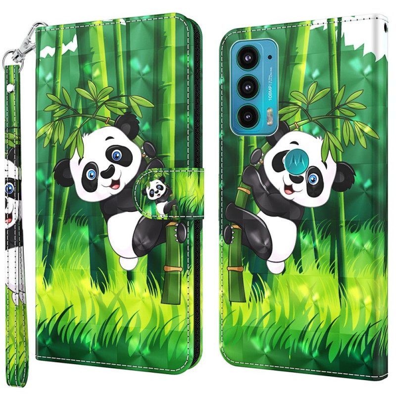 Flip Case Für Moto E40 / E30 / E20 Panda Und Bambus