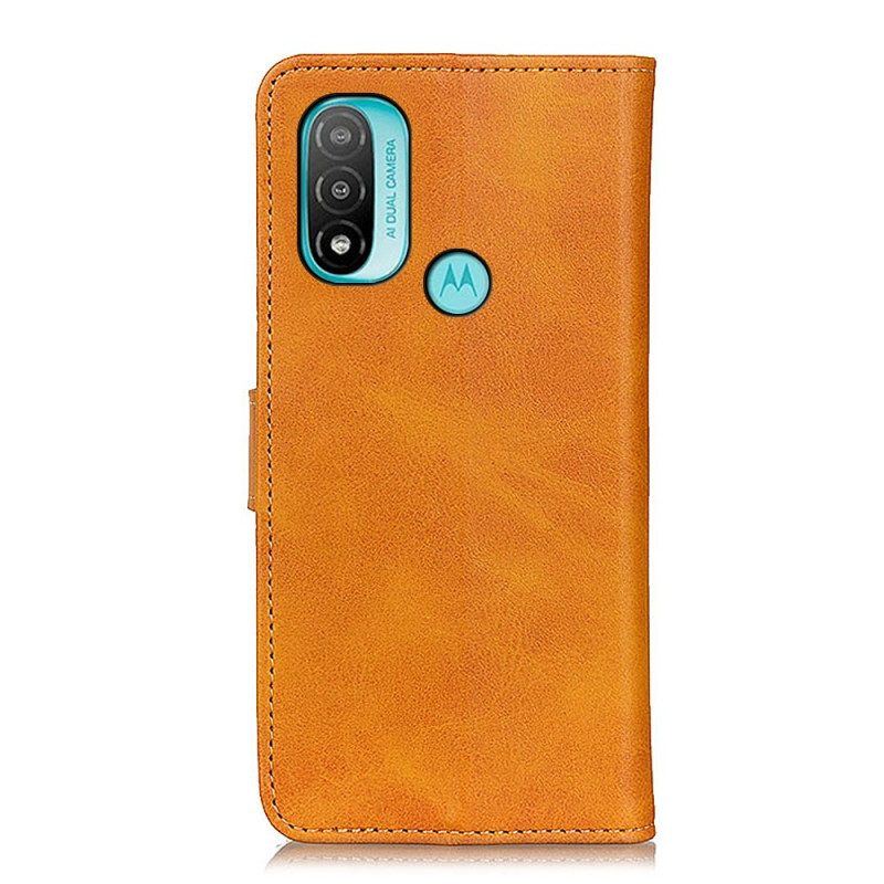 Flip Case Für Moto E40 / E30 / E20 Retro-mattledereffekt