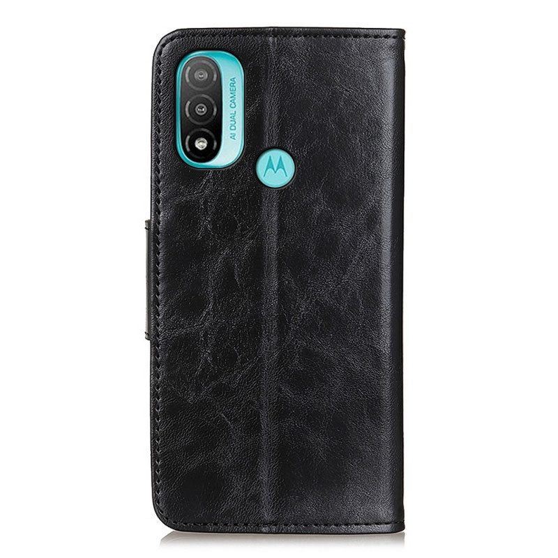 Lederhüllen Für Moto E40 / E30 / E20 Flip Case Doppelseitige Magnetklappe