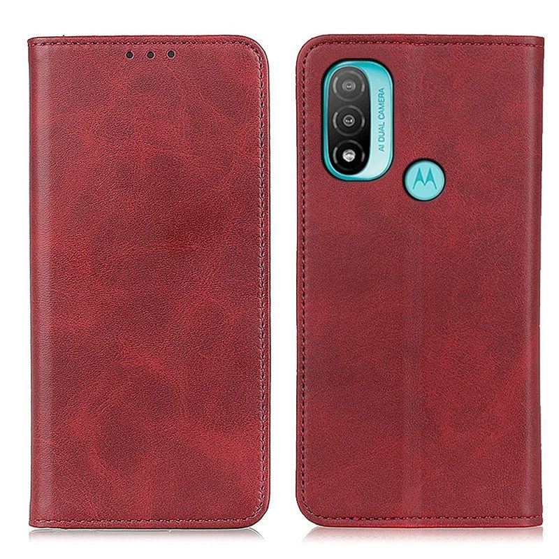 Schutzhülle Für Moto E40 / E30 / E20 Flip Case Elegantes Spaltleder