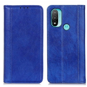 Schutzhülle Für Moto E40 / E30 / E20 Flip Case Eleganz Aus Gespaltenem Litschi-leder