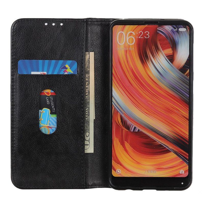 Schutzhülle Für Moto E40 / E30 / E20 Flip Case Eleganz Aus Gespaltenem Litschi-leder