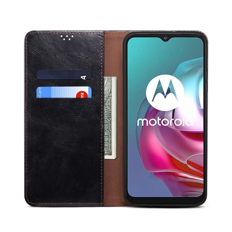 Schutzhülle Für Moto E40 / E30 / E20 Flip Case Gewachstes Kunstleder