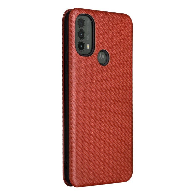 Schutzhülle Für Moto E40 / E30 / E20 Flip Case Kohlefaser