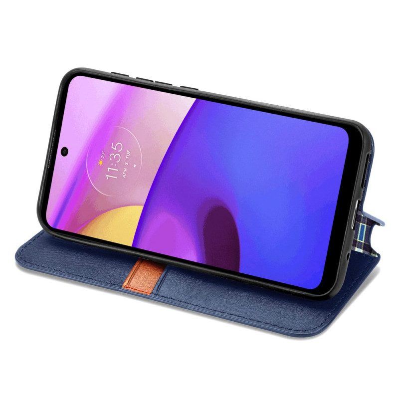 Schutzhülle Für Moto E40 / E30 / E20 Flip Case Rautenstruktur In Lederoptik