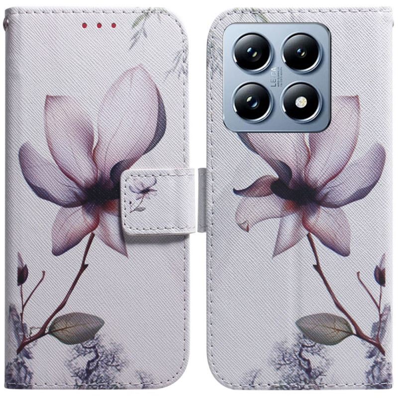 Lederhüllen Xiaomi 14t Handyhülle Rosa Blume