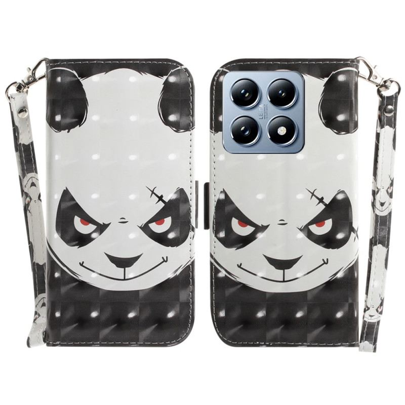 Lederhüllen Xiaomi 14t Wütender Panda Mit Riemen