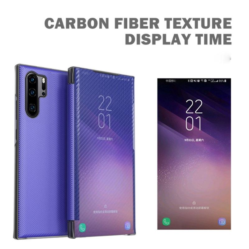 Handyhülle Für Huawei P30 Pro Flip Case Kohlefaser