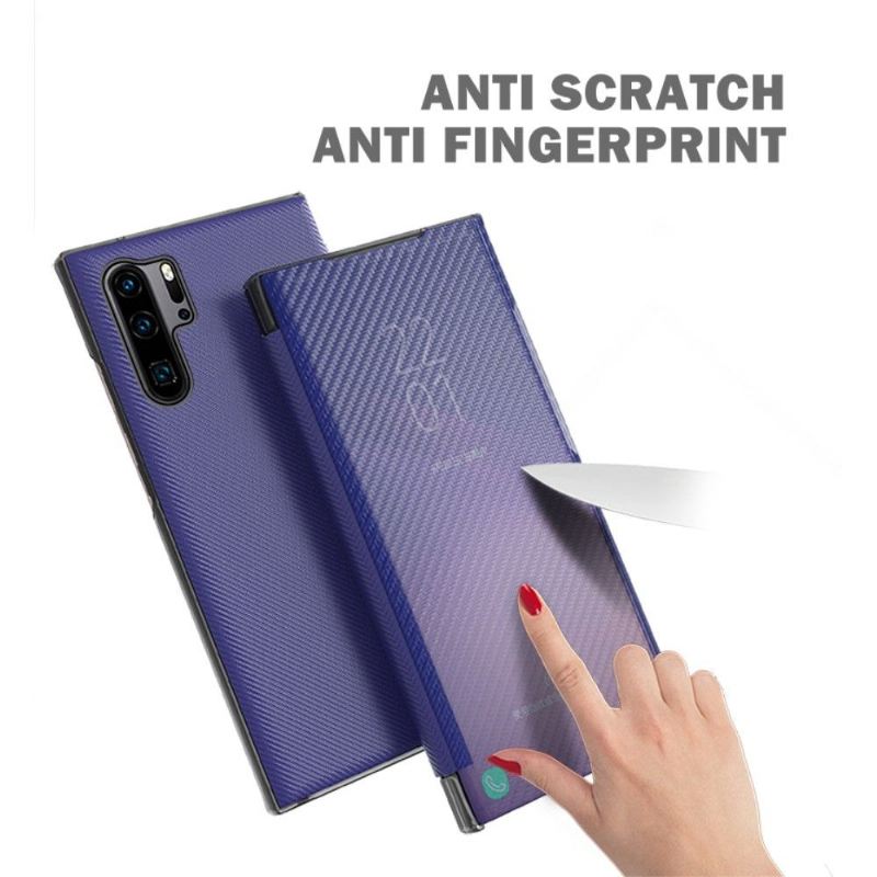 Handyhülle Für Huawei P30 Pro Flip Case Kohlefaser