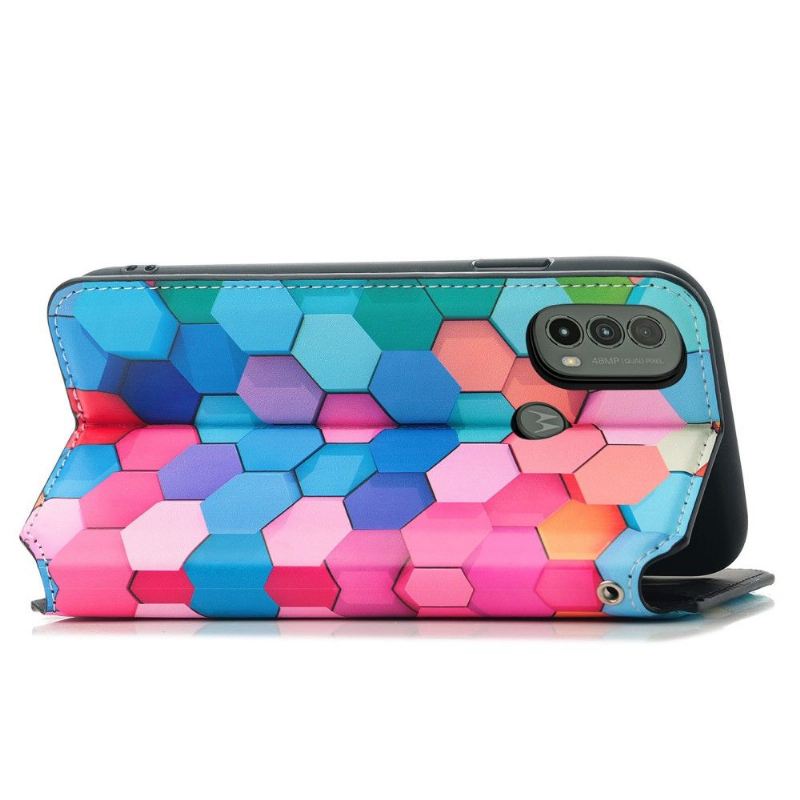 Flip Case Für Motorola Moto E20 / E30 / E40 Farbige Wabe