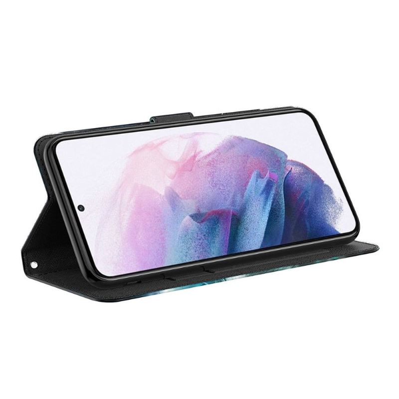 Flip Case Für Motorola Moto E20 / E30 / E40 Funkelnde Blaue Schmetterlinge