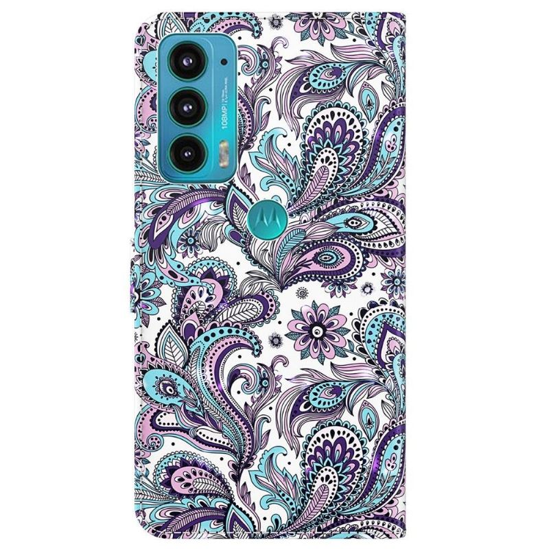 Lederhüllen Für Motorola Moto E20 / E30 / E40 Schutzhülle Paisley-blume