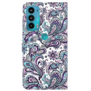 Lederhüllen Für Motorola Moto E20 / E30 / E40 Schutzhülle Paisley-blume