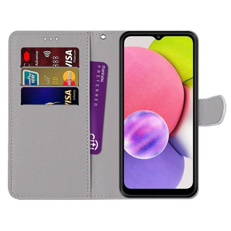 Flip Case Für Samsung Galaxy A03s Grüne Und Rosa Blätter