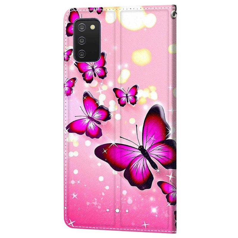 Flip Case Für Samsung Galaxy A03s Rosa Schmetterlinge