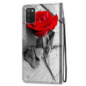 Flip Case Für Samsung Galaxy A03s Rote Rose