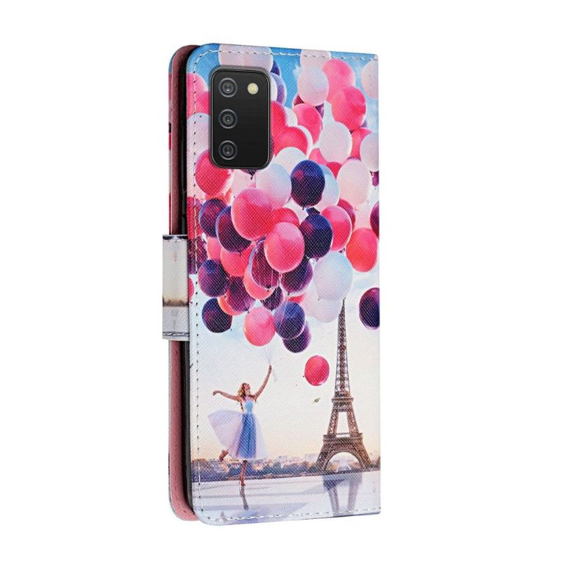 Lederhüllen Für Samsung Galaxy A03s Eiffelturm-ballonmädchen