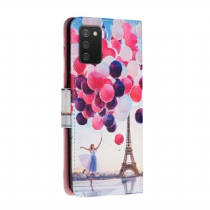 Lederhüllen Für Samsung Galaxy A03s Eiffelturm-ballonmädchen