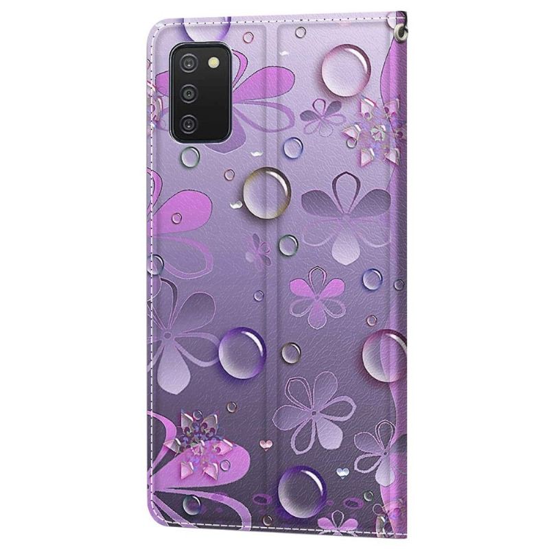 Lederhüllen Für Samsung Galaxy A03s Violette Blumenillustration