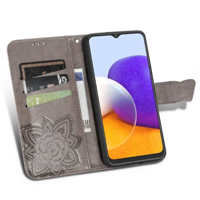 Flip Case Für Samsung Galaxy A22 4G Reliefschmetterling