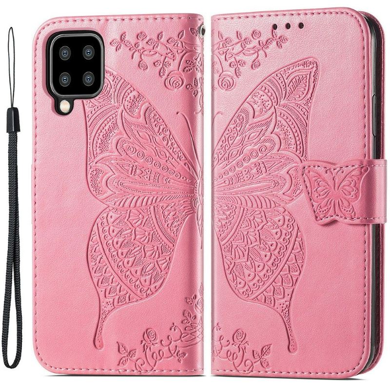 Flip Case Für Samsung Galaxy A22 4G Reliefschmetterling