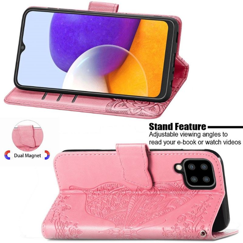 Flip Case Für Samsung Galaxy A22 4G Reliefschmetterling