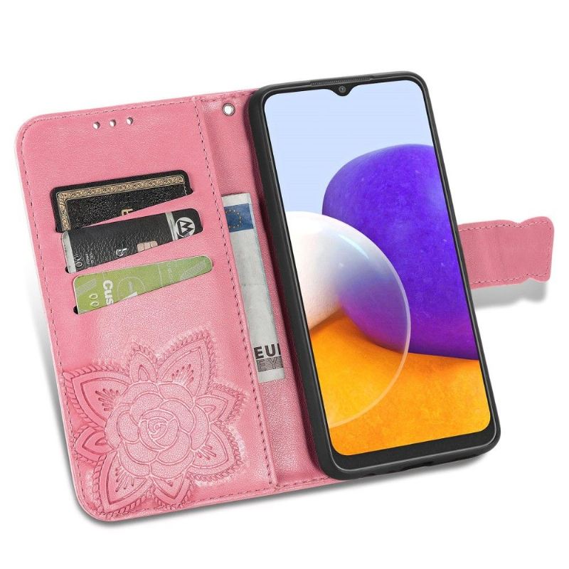 Flip Case Für Samsung Galaxy A22 4G Reliefschmetterling