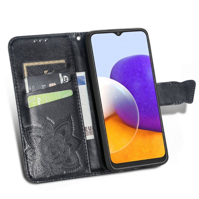 Flip Case Für Samsung Galaxy A22 4G Reliefschmetterling