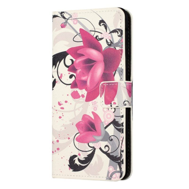 Flip Case Für OnePlus 10T 5G Tropische Blumen