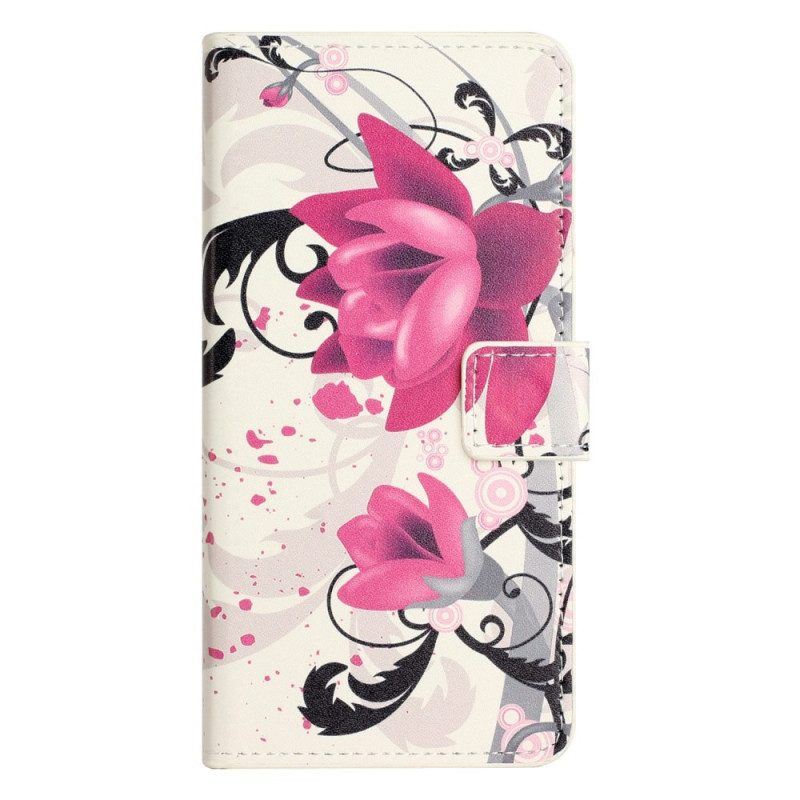 Flip Case Für OnePlus 10T 5G Tropische Blumen