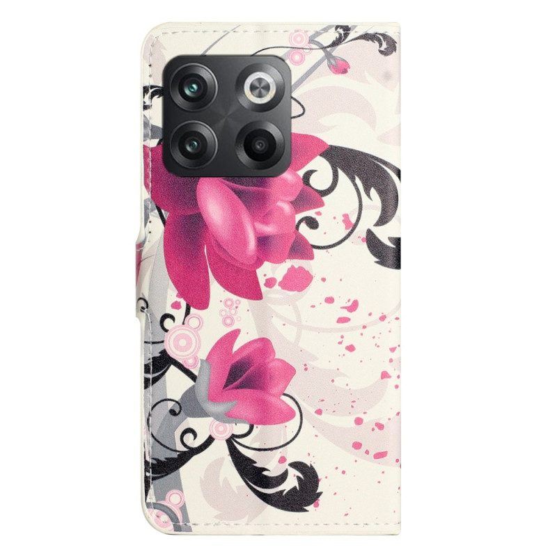 Flip Case Für OnePlus 10T 5G Tropische Blumen