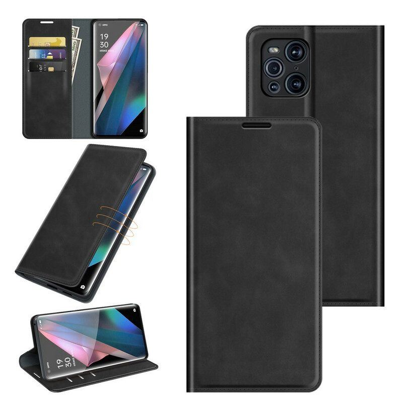 Schutzhülle Für Oppo Find X3 Pro Flip Case Weicher Ledereffekt