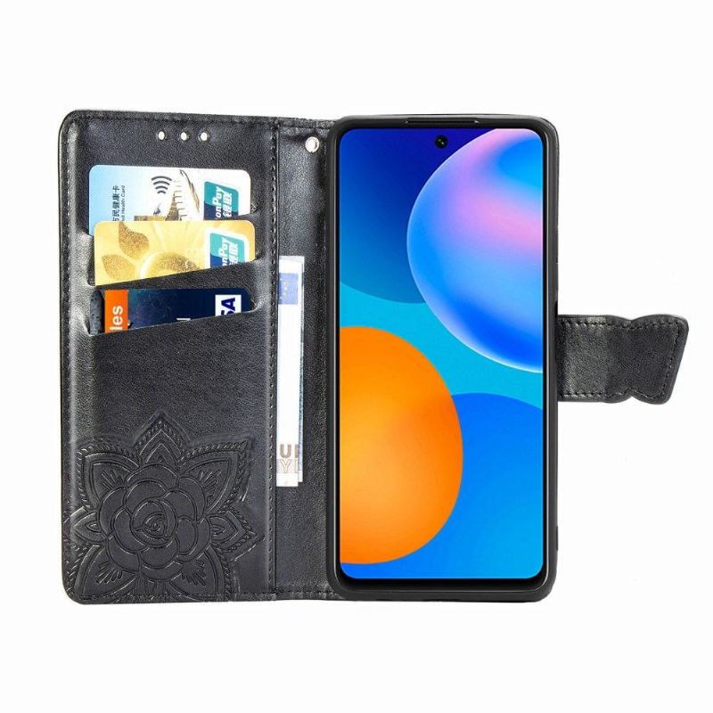 Flip Case Für Huawei P Smart 2021 Geprägter Schmetterling