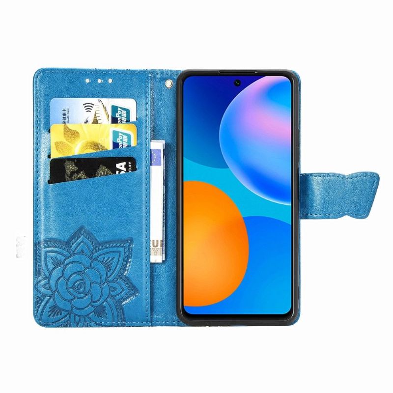 Flip Case Für Huawei P Smart 2021 Geprägter Schmetterling