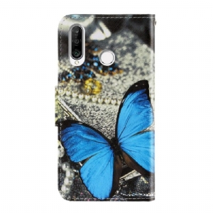 Flip Case Für Huawei Y6p Blauer Schmetterling