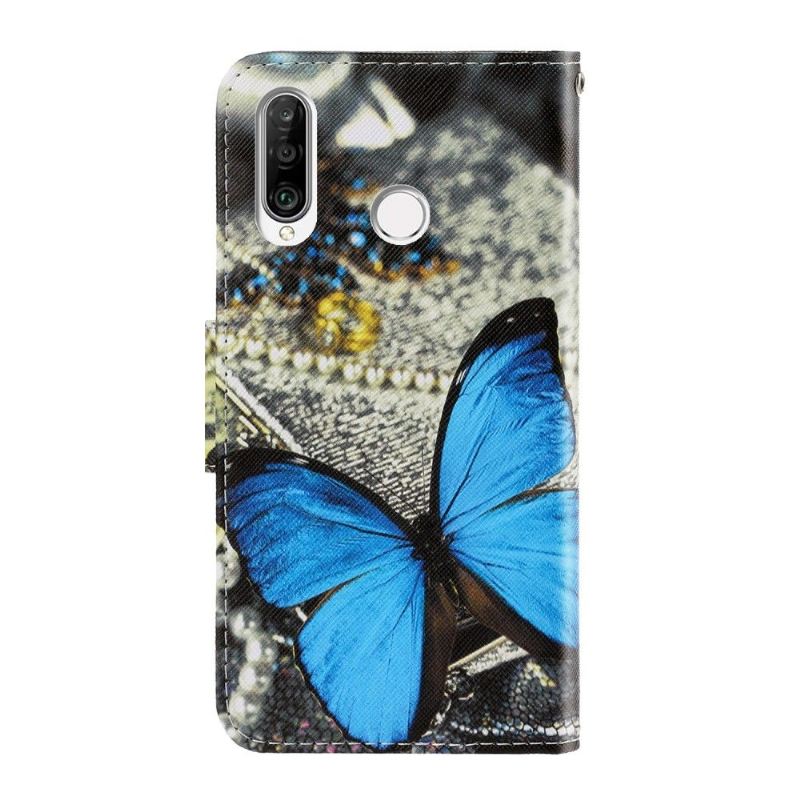 Flip Case Für Huawei Y6p Blauer Schmetterling