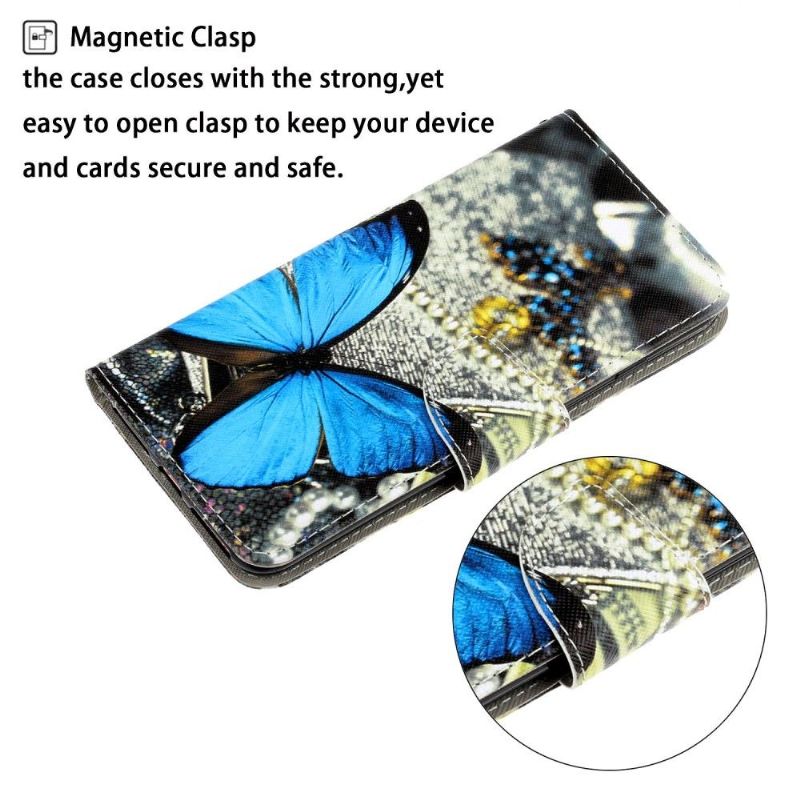 Flip Case Für Huawei Y6p Blauer Schmetterling