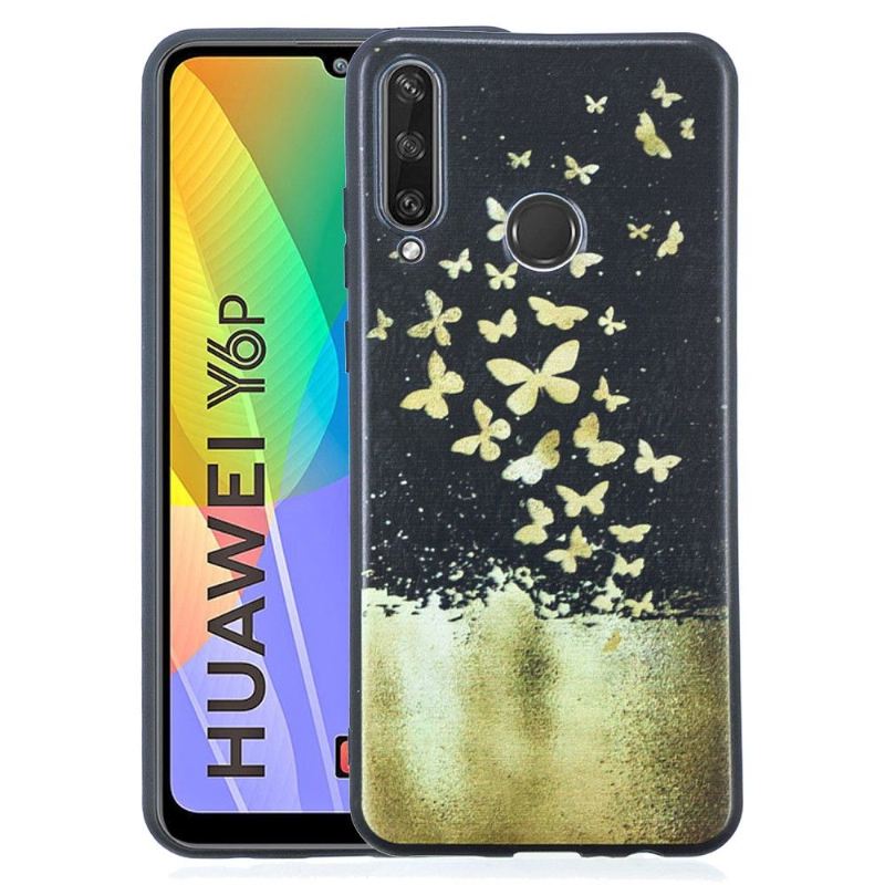 Hülle Für Huawei Y6p Goldene Schmetterlinge