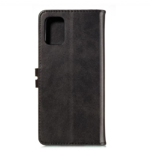 Flip Case Für Samsung Galaxy Note 20 Kätzchenleder-effekt - Schwarz