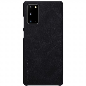 Flip Case Für Samsung Galaxy Note 20 Qin-ledereffekt - Schwarz