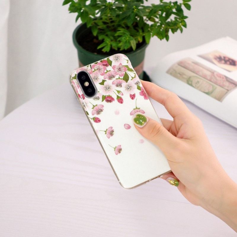 Handyhülle Für iPhone X / XS Schutzhülle Fluoreszierende Blumen