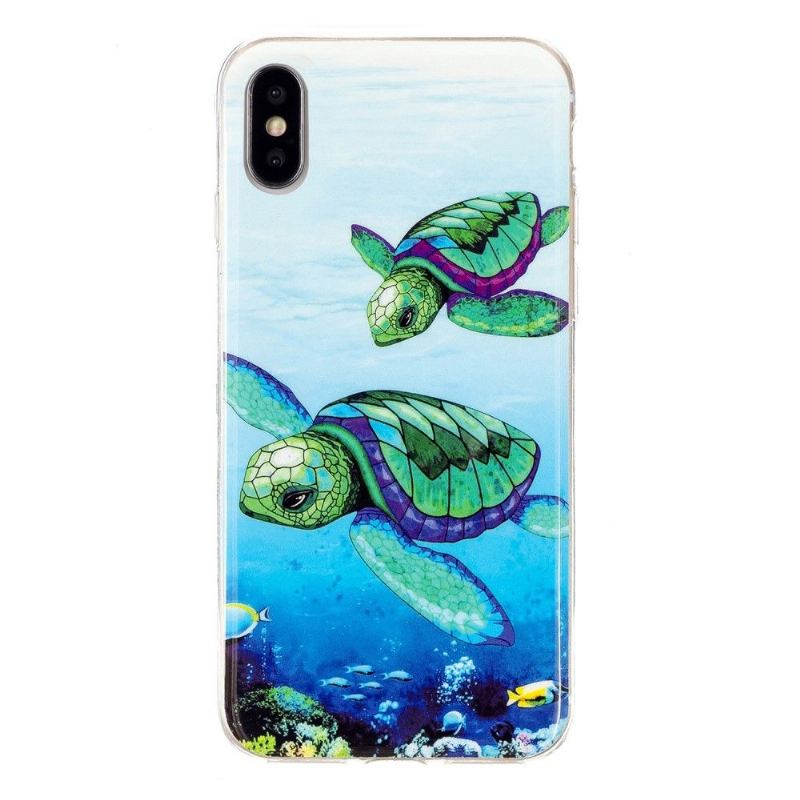 Hülle Für iPhone X / XS Fluoreszierende Schildkröten