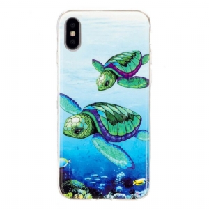 Hülle Für iPhone X / XS Fluoreszierende Schildkröten