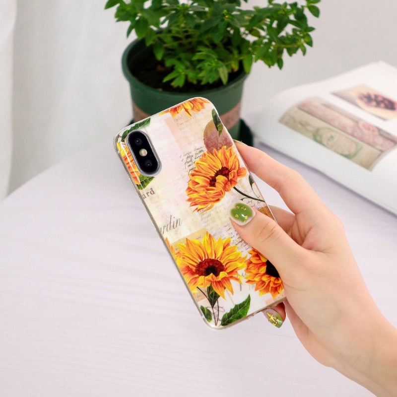 Hülle Für iPhone X / XS Vintage Sonnenblume Fluoreszierend