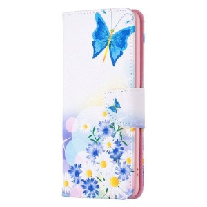 Lederhüllen Für Google Pixel 8a Schmetterlinge Und Blumen Aquarell