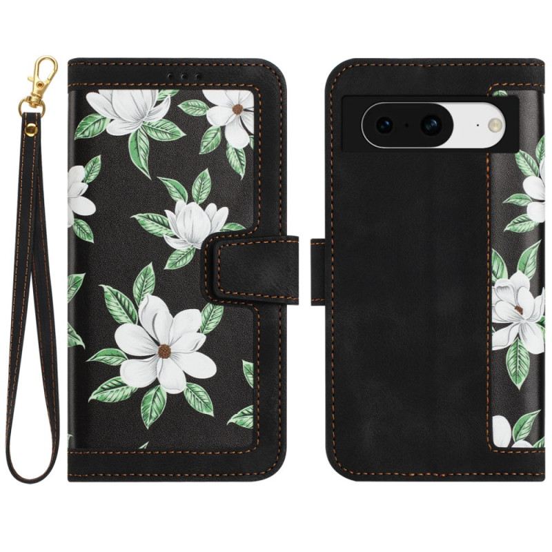 Lederhüllen Google Pixel 8a Blumenmuster Mit Riemen