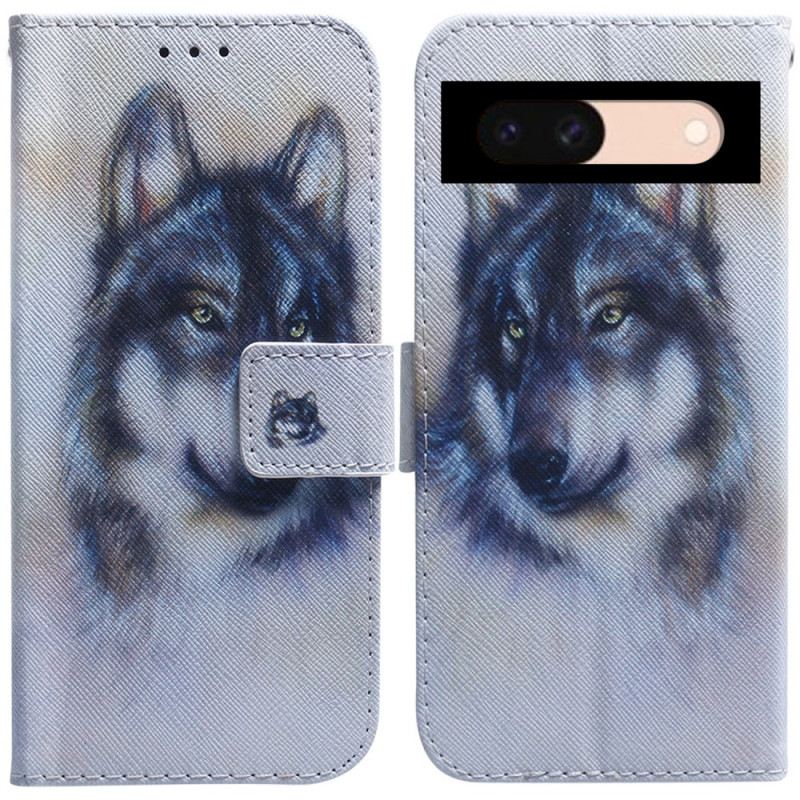 Lederhüllen Google Pixel 8a Handyhülle Aquarell Wolf