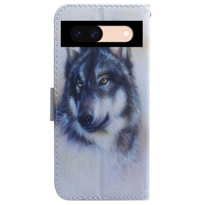 Lederhüllen Google Pixel 8a Handyhülle Aquarell Wolf