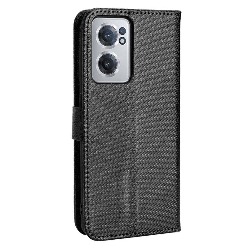 Flip Case Für OnePlus Nord CE 2 5G Mit Kordel Riemchen-diamant-textur